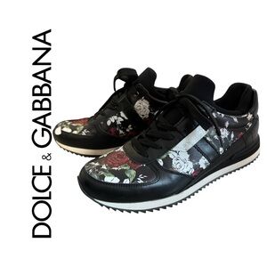 Dolce & Gabbana Black Floral Sneakers